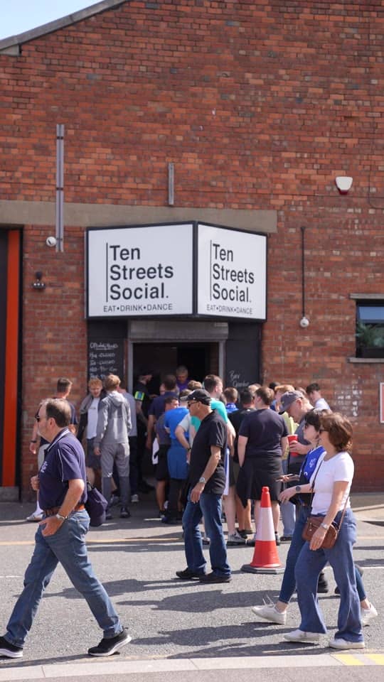 The Ten Streets Social fan zone full of Everton supporters